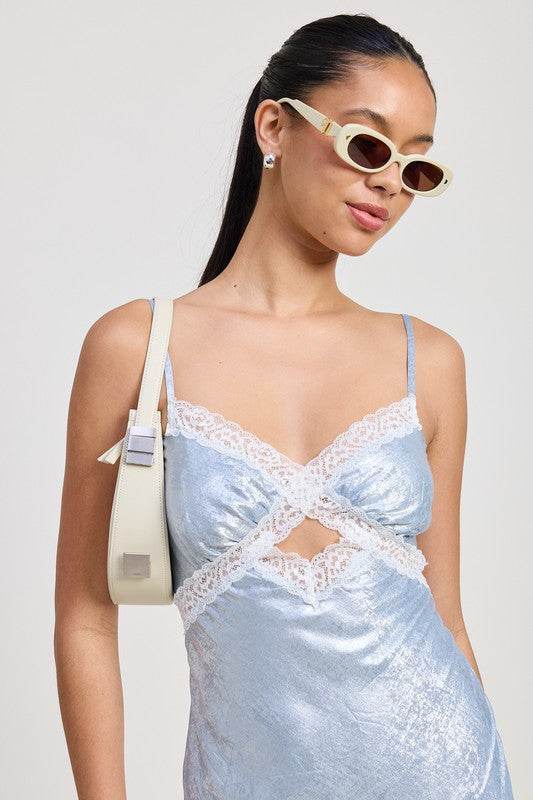 LACE TRIM MIDI SLIP DRESS - Akana Style