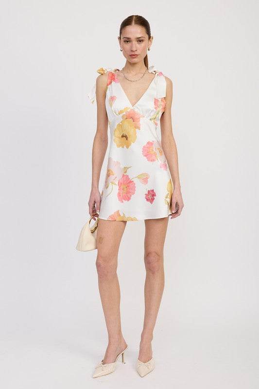 SHOULDER BOWTIE MINI DRESS - Akana Style