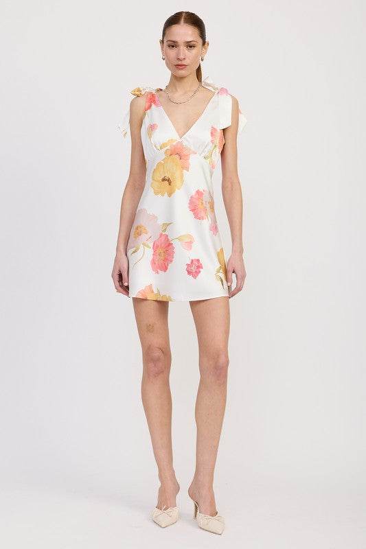 SHOULDER BOWTIE MINI DRESS - Akana Style