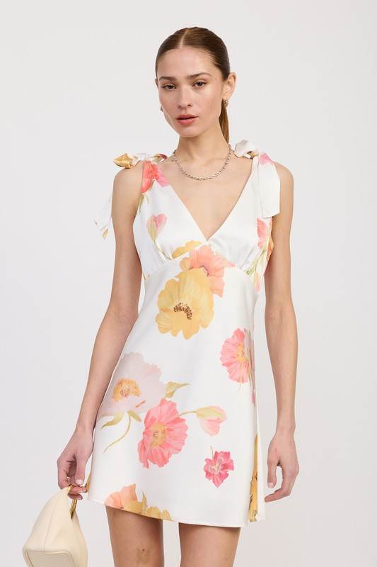 SHOULDER BOWTIE MINI DRESS - Akana Style