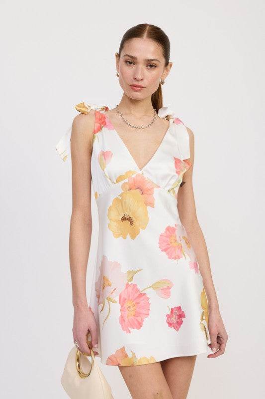 SHOULDER BOWTIE MINI DRESS - Akana Style
