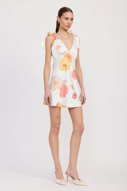 SHOULDER BOWTIE MINI DRESS - Akana Style