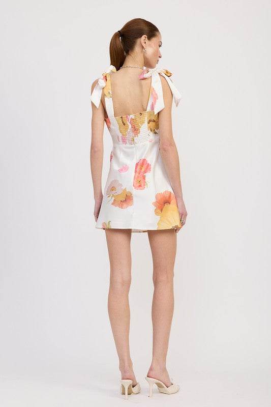 SHOULDER BOWTIE MINI DRESS - Akana Style