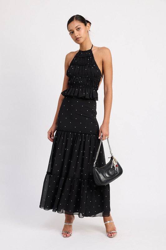 Backless Halterneck Top with Ruffled Design for Effortless Style - Akana Style