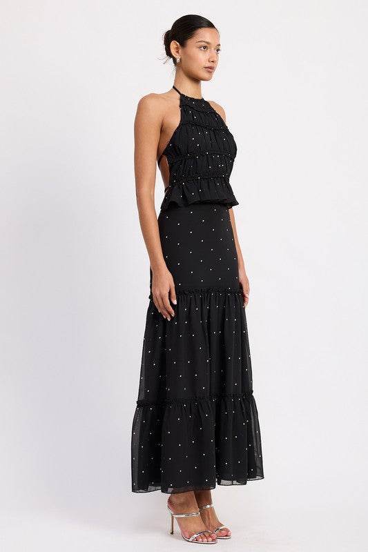 Backless Halterneck Top with Ruffled Design for Effortless Style - Akana Style