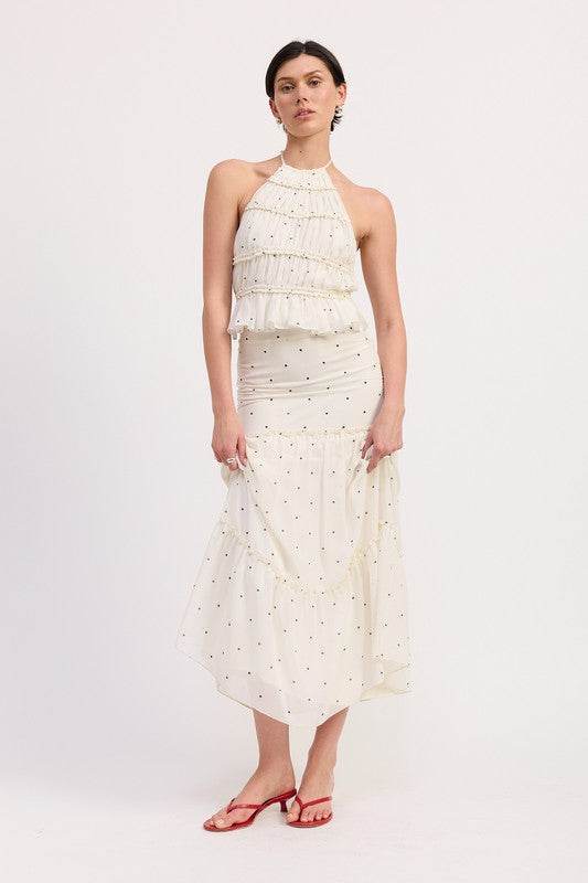Backless Halterneck Top with Ruffled Design for Effortless Style - Akana Style