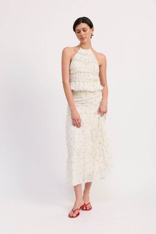 Backless Halterneck Top with Ruffled Design for Effortless Style - Akana Style
