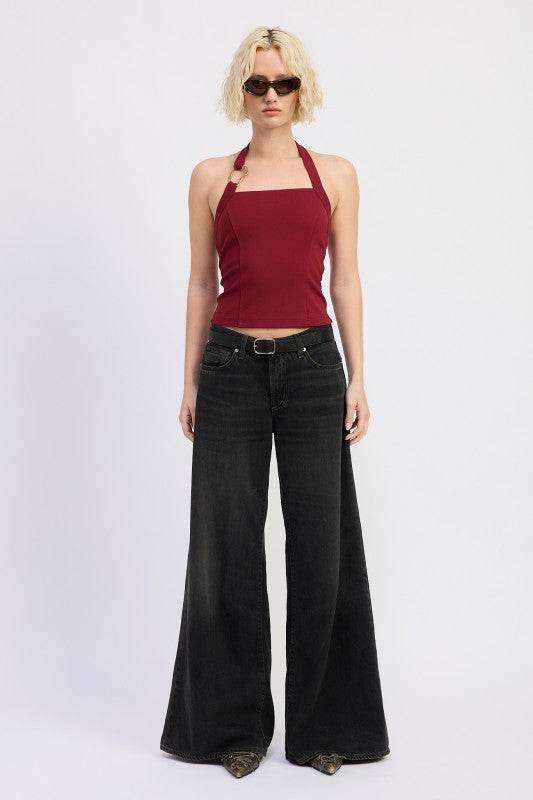 CHAIN LINK HALTER KNIT TOP - Akana Style
