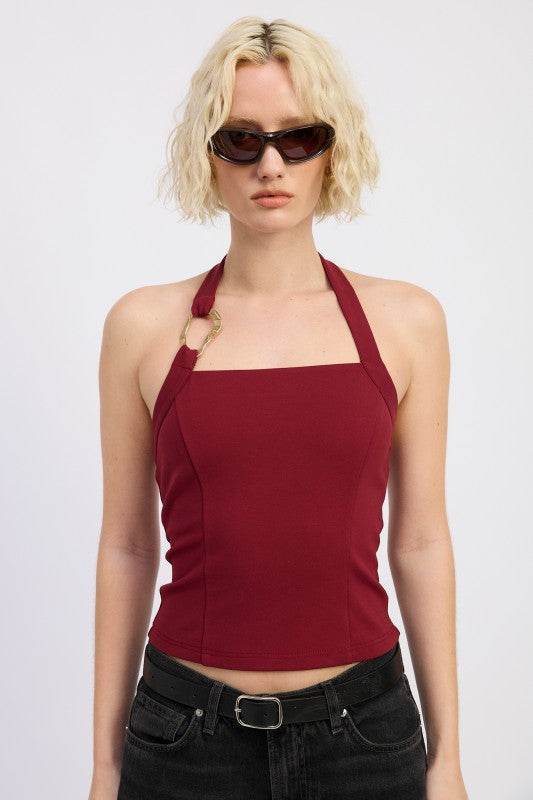CHAIN LINK HALTER KNIT TOP - Akana Style