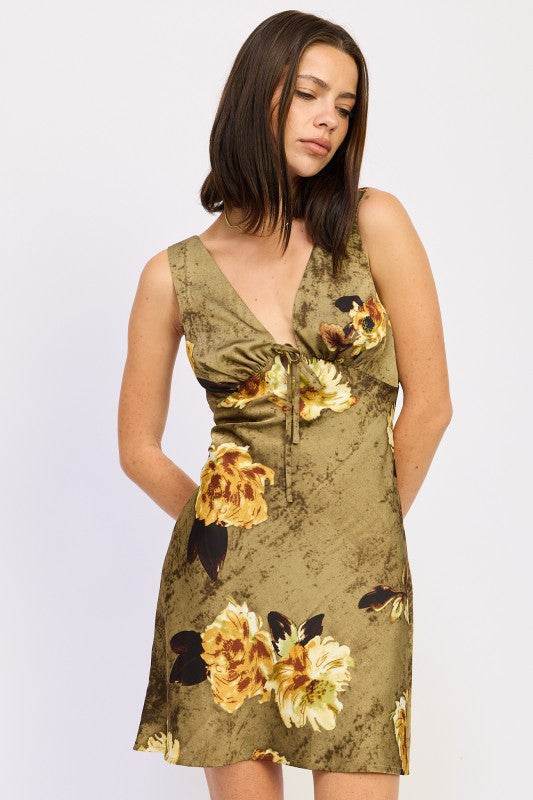 Bias Cut Mini Dress for Effortless Floral Style - Akana Style
