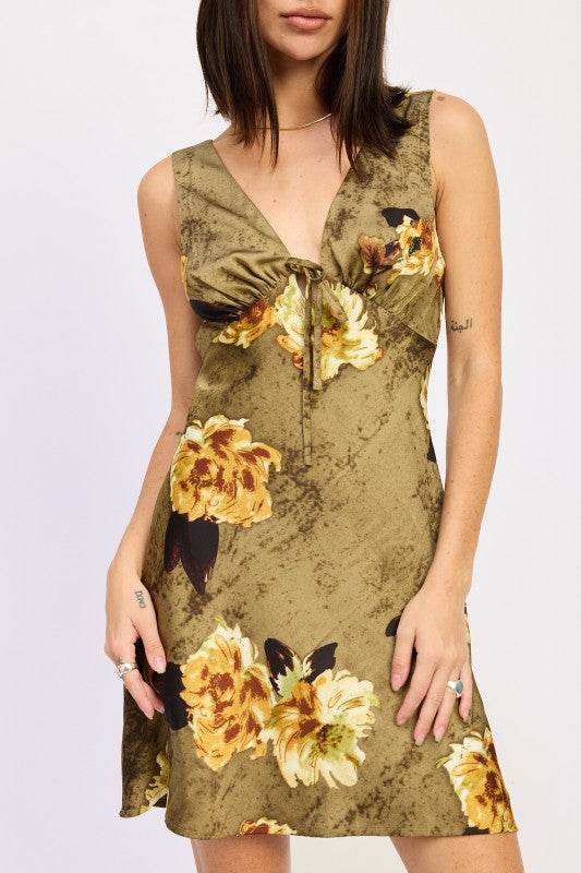 Bias Cut Mini Dress for Effortless Floral Style - Akana Style