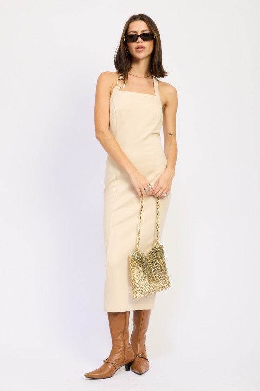 Hardware Halter Midi Dress - Stylish & Chic Fashion Essential - Akana Style