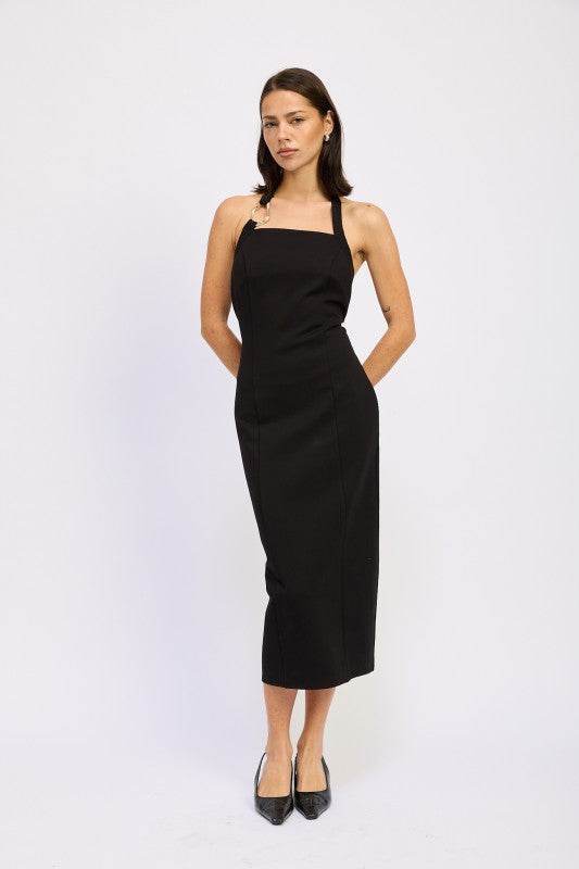 Hardware Halter Midi Dress - Stylish & Chic Fashion Essential - Akana Style
