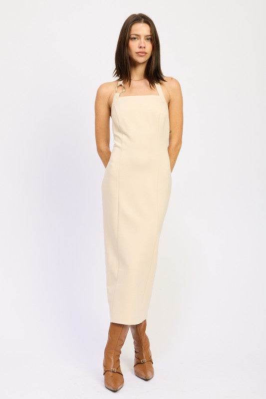 Hardware Halter Midi Dress - Stylish & Chic Fashion Essential - Akana Style