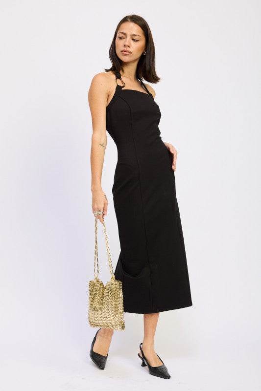 Hardware Halter Midi Dress - Stylish & Chic Fashion Essential - Akana Style