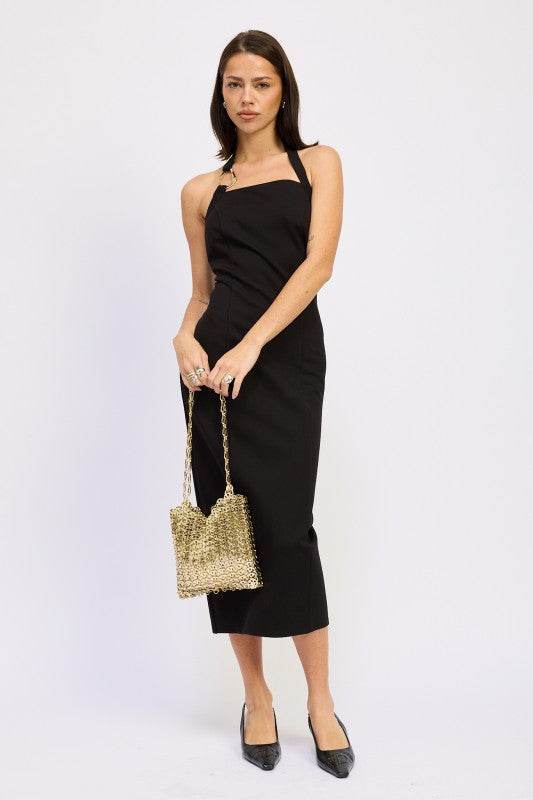 Hardware Halter Midi Dress - Stylish & Chic Fashion Essential - Akana Style