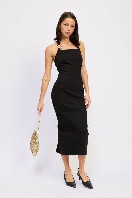 Hardware Halter Midi Dress - Stylish & Chic Fashion Essential - Akana Style