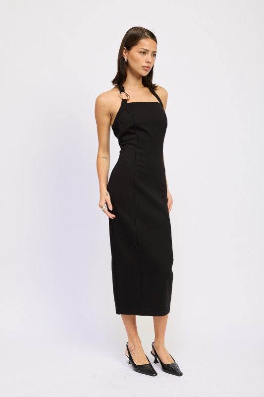 Hardware Halter Midi Dress - Stylish & Chic Fashion Essential - Akana Style