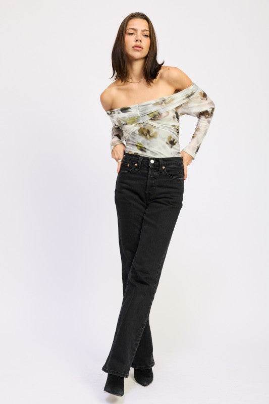 RUCHED OFF SHOULDER BODYSUIT - Akana Style