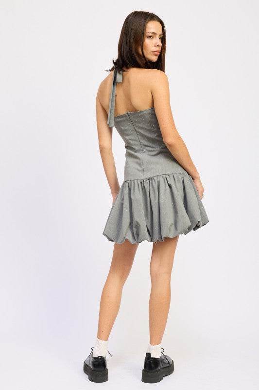 Rhinestone Sweetheart Bubble Skirt Dress for Elegant Occasions and Special Events - Akana Style