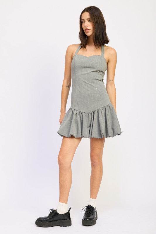 Rhinestone Sweetheart Bubble Skirt Dress for Elegant Occasions and Special Events - Akana Style