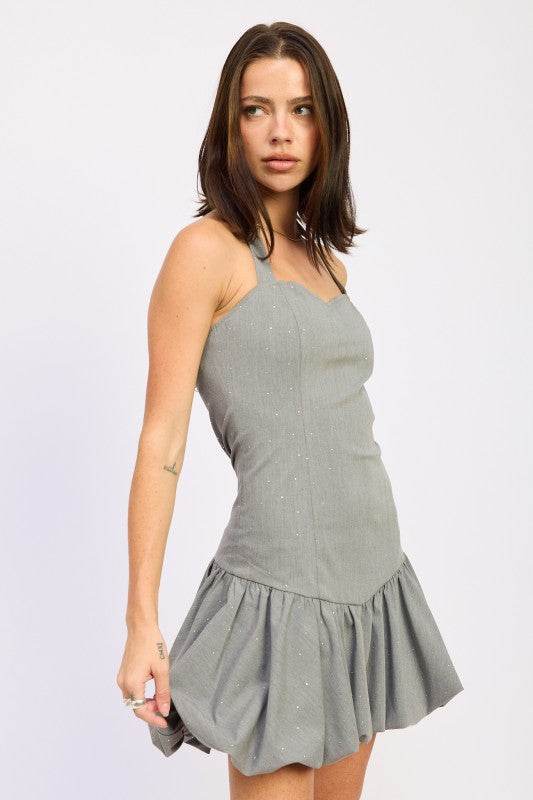 Rhinestone Sweetheart Bubble Skirt Dress for Elegant Occasions and Special Events - Akana Style