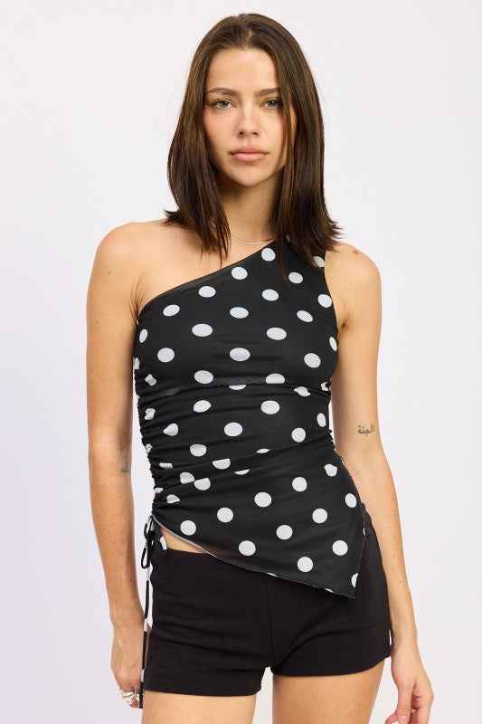 ONE SHOULDER SIDE RUCHED TOP