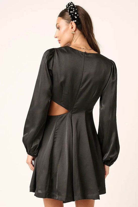 Satin Mini Dress with Cutouts – Side Cutout Detail Design - Akana Style