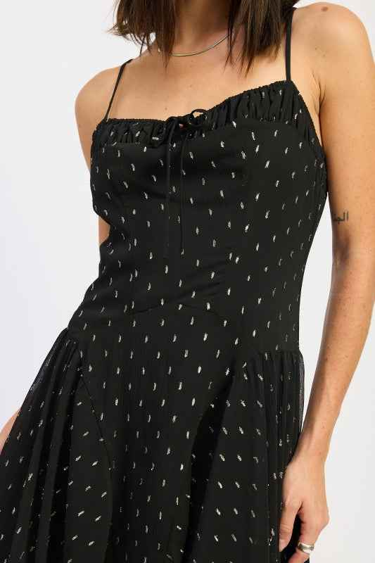 SPAGHETTI STRAP A LINE MAXI DRESS