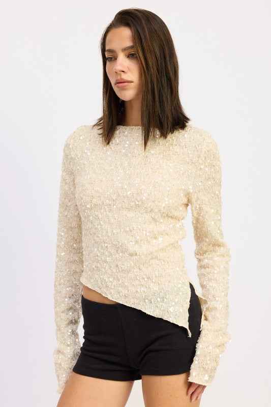 ASYMMETRICAL SEQUIN TOP