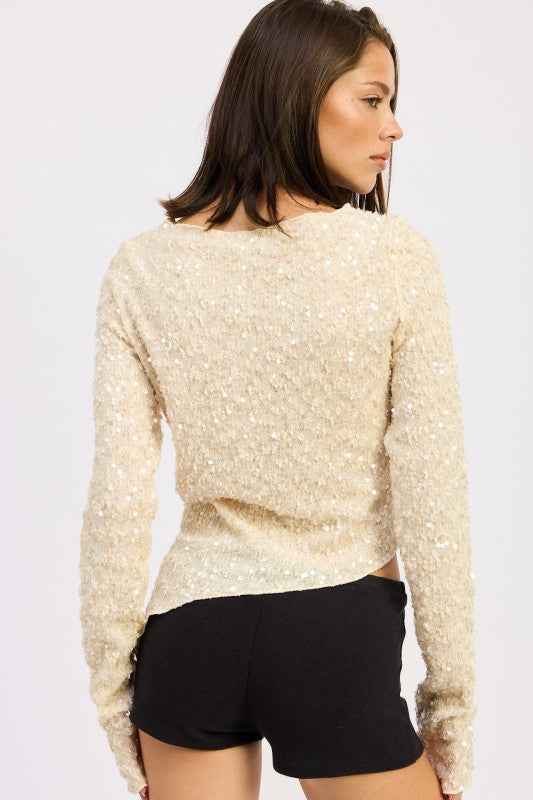 ASYMMETRICAL SEQUIN TOP