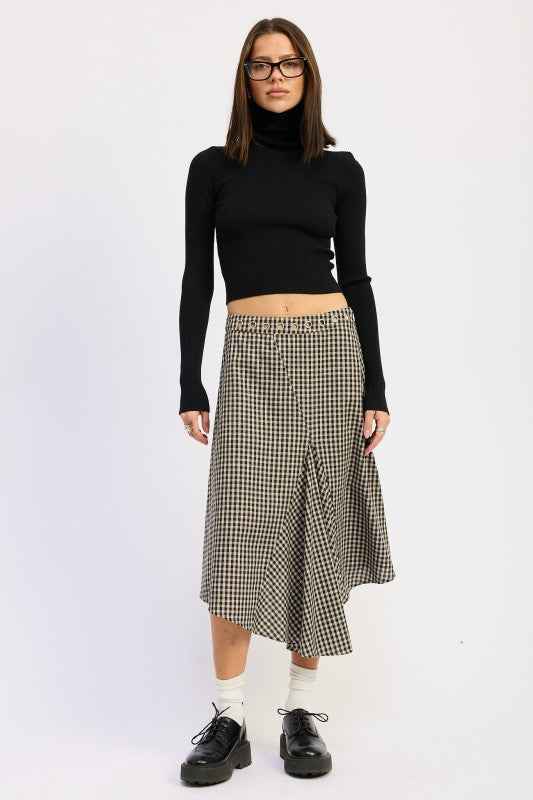 GINGHAM GROMMET ASYMMETRICAL SKIRT