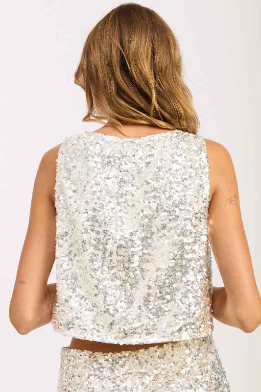 CROPPED SEQUIN TANK TOP