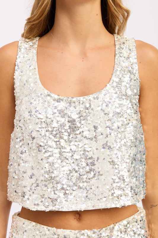 CROPPED SEQUIN TANK TOP