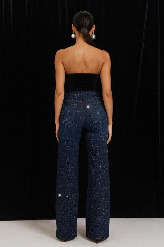 Rhinestone Embellished Jeans for a Stylish and Chic Look - Akana Style