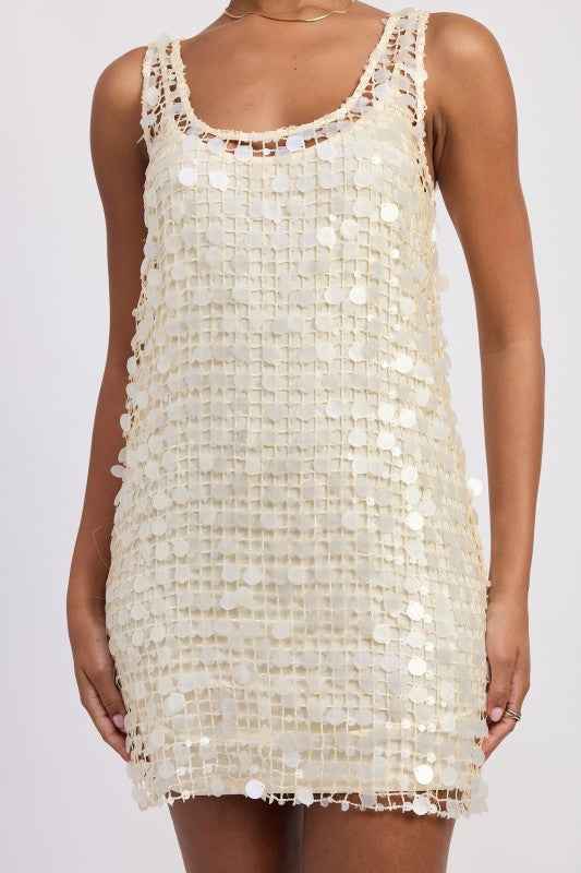 MINI MESH SLEEVELESS SEQUIN DRESS