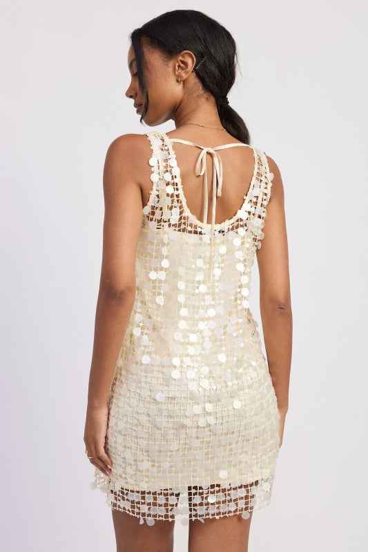 MINI MESH SLEEVELESS SEQUIN DRESS