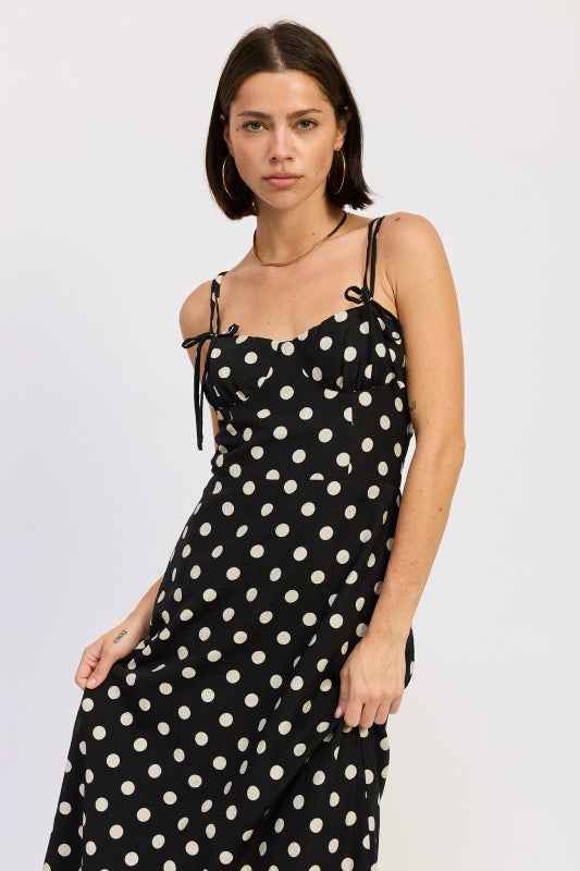 MAXI POLKA DOT STRAP BUSTIER DRESS  SINGLE UNIT