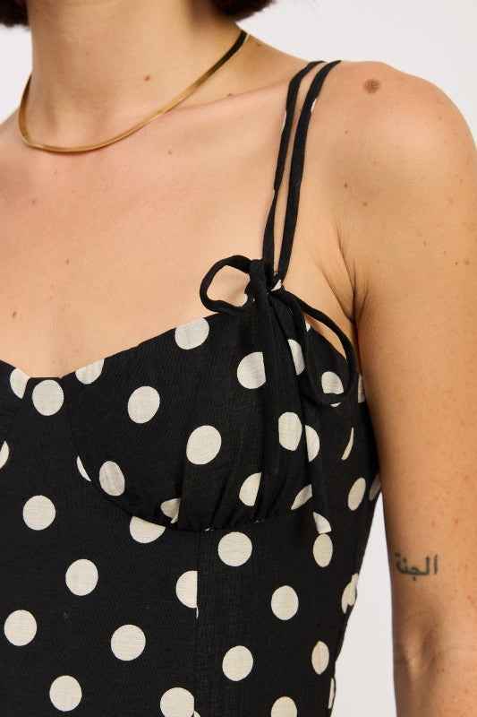 MAXI POLKA DOT STRAP BUSTIER DRESS  SINGLE UNIT