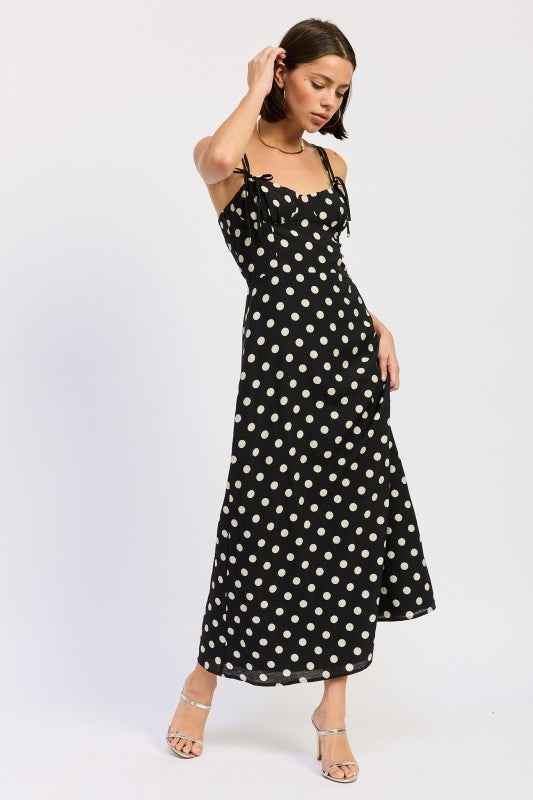 MAXI POLKA DOT STRAP BUSTIER DRESS  SINGLE UNIT
