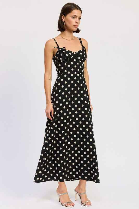 MAXI POLKA DOT STRAP BUSTIER DRESS  SINGLE UNIT