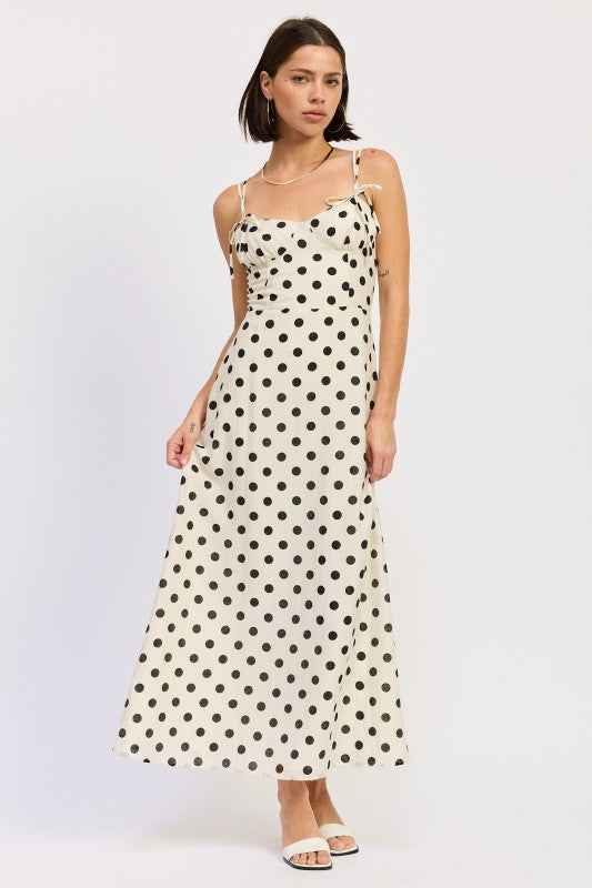 MAXI POLKA DOT STRAP BUSTIER DRESS  SINGLE UNIT
