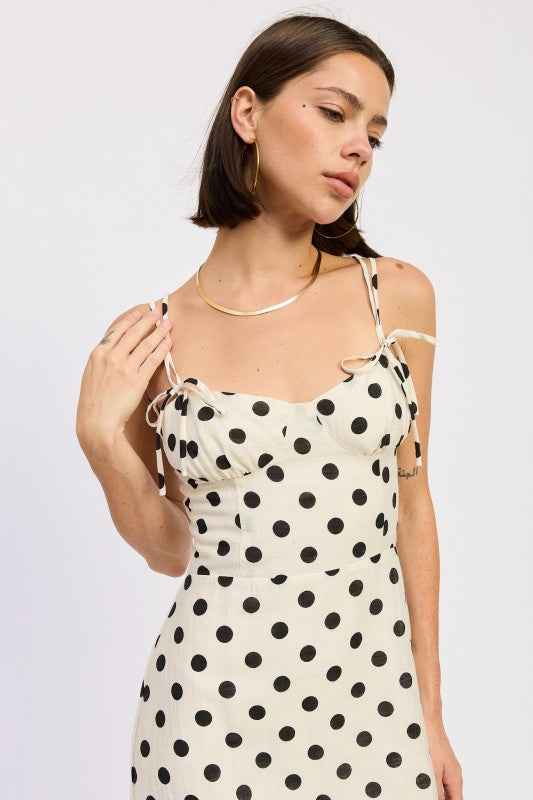 MAXI POLKA DOT STRAP BUSTIER DRESS  SINGLE UNIT