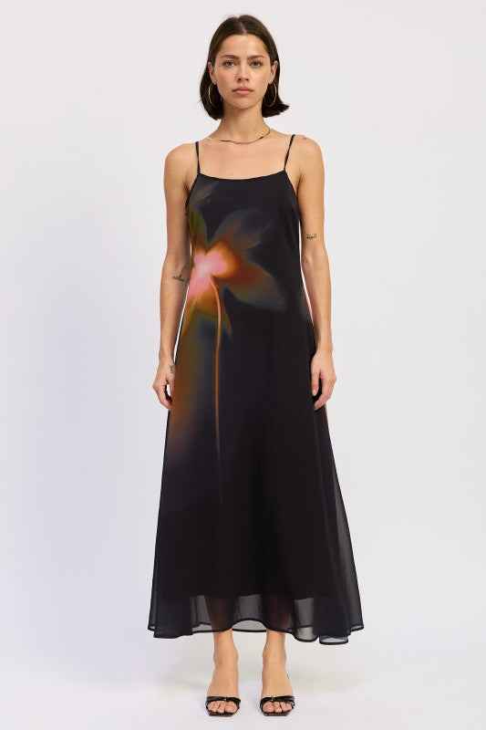 MAXI FLORAL PRINT SLIP DRESS WITH SCOOP BACK