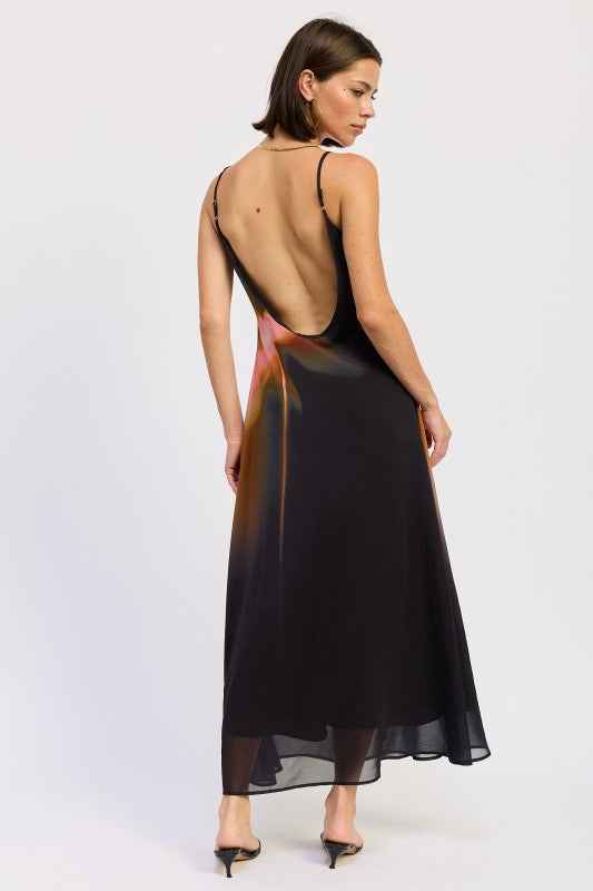 MAXI FLORAL PRINT SLIP DRESS WITH SCOOP BACK