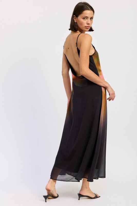 MAXI FLORAL PRINT SLIP DRESS WITH SCOOP BACK