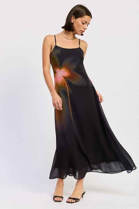 MAXI FLORAL PRINT SLIP DRESS WITH SCOOP BACK