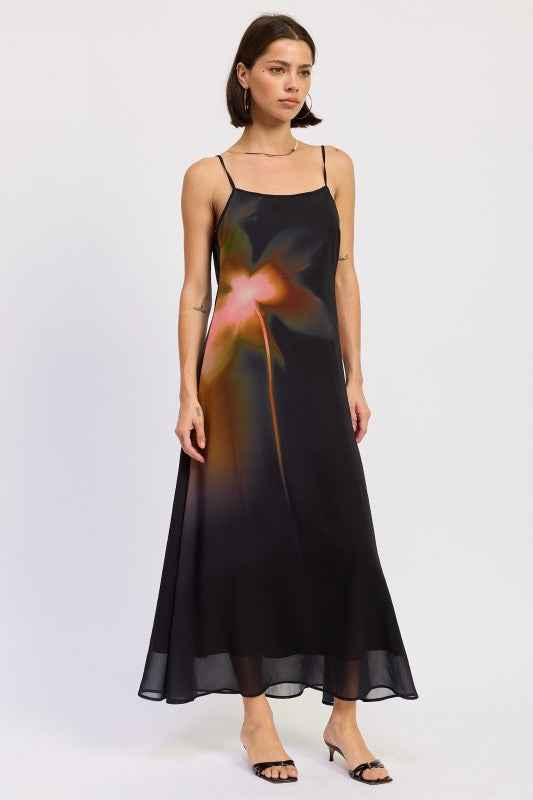 MAXI FLORAL PRINT SLIP DRESS WITH SCOOP BACK