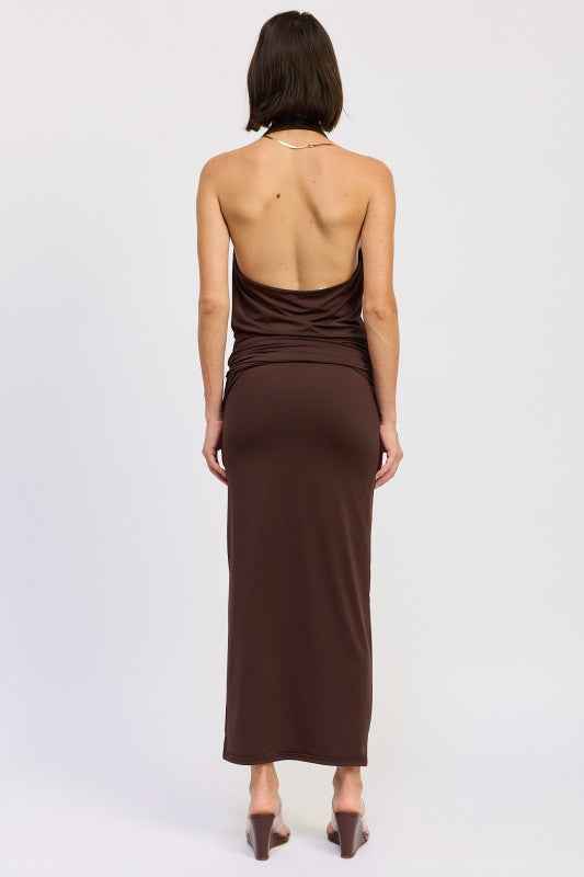 SLEEVELESS COWL NECK TOP WITH GOLD TRIM