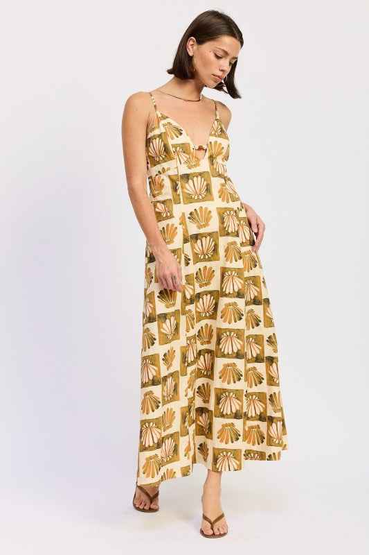 MAXI SHELL BEADED SLEEVELESS DRESS